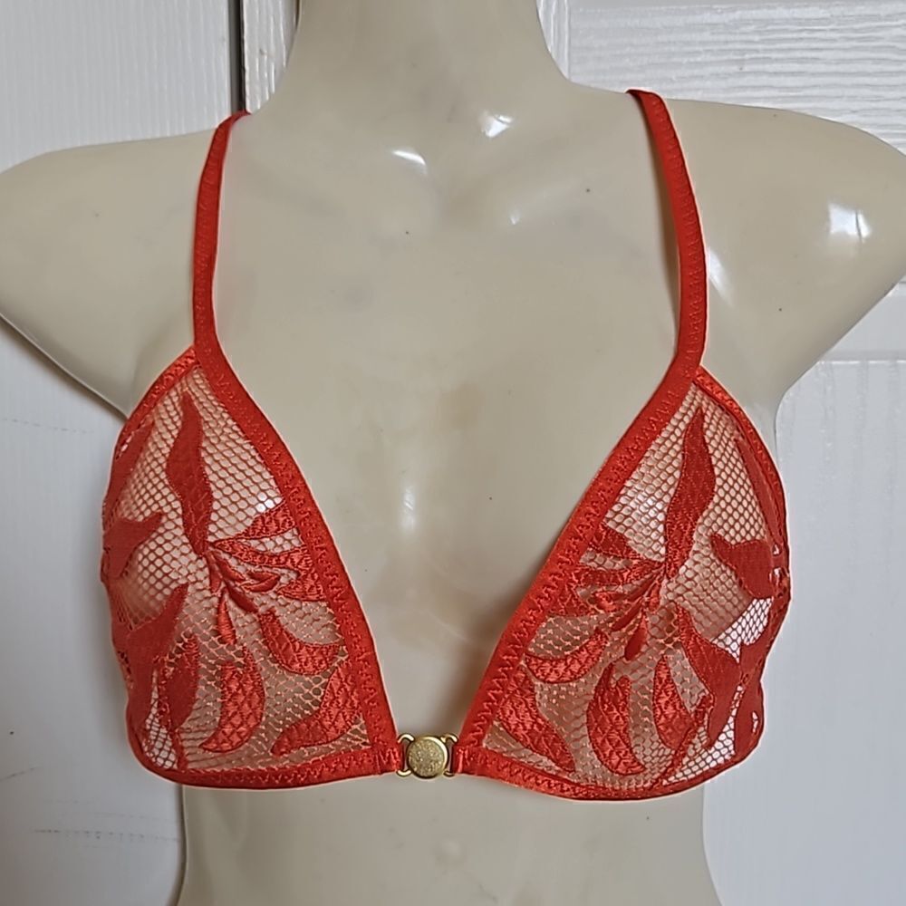 Free People Women's Lace Bralette Racer Back Bra Henna Red Small